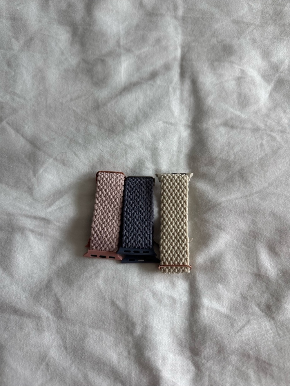 38m Braided Nylon Apple Watch Band Trio - Pink, Navy, Beige